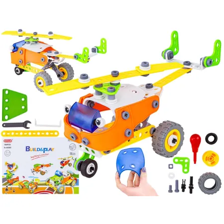 Klocki Elastyczne, Konstrukcyjne 164 El. Auto, Quad, Helikopter, Samolot, Robot Do Rozkręcania I Skręcania 5w1