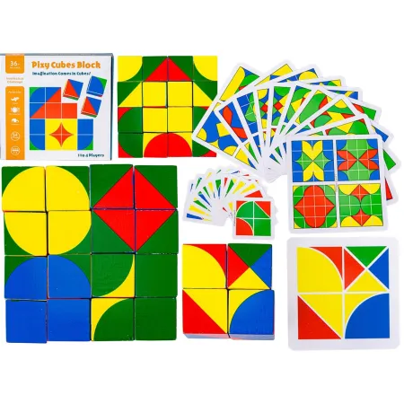 DREWNIANE KLOCKI, Karty, Edukacyjna Układanka Dla Dzieci, Kolorowe