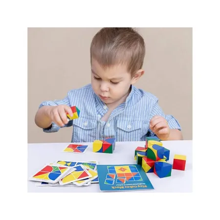 DREWNIANE KLOCKI, Karty, Edukacyjna Układanka Dla Dzieci, Kolorowe-1649550