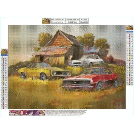 Haft Diamentowy, Obraz, Mozaika Diamentowa Diamond Painting, CHEVROLET CAMARO SS - 3 KLASYKI 40x30cm AUTO SAMOCHÓD-1649