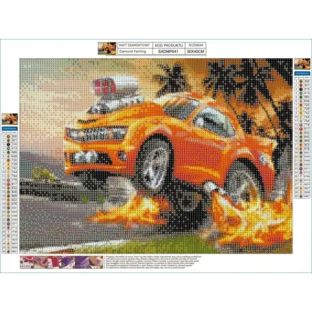 Haft Diamentowy, Obraz, Mozaika Diamentowa Diamond Painting, OGNISTE CAMARO 40x30cm SAMOCHÓD AUTO-1649802