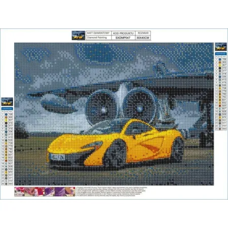 Haft Diamentowy, Obraz, Mozaika Diamentowa Diamond Painting, ŻÓŁTY MCLAREN 40x30cm-1649814