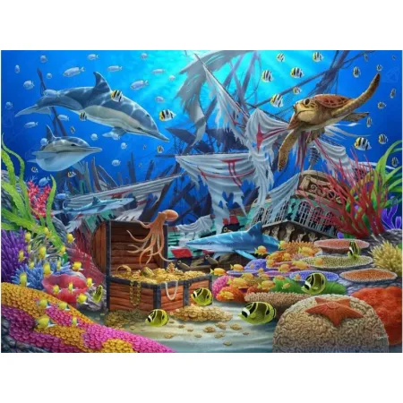 Haft Diamentowy, Obraz, Mozaika Diamentowa Diamond Painting, PODWODNY SKARB 40x30cm