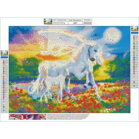 Haft Diamentowy, Obraz, Mozaika Diamentowa Diamond Painting, DWA JEDNOROŻCE 40x30cm-1649830