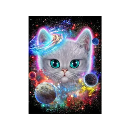 Haft Diamentowy, Obraz, Mozaika Diamentowa Diamond Painting, KOSMICZNY KOT 30x40cm