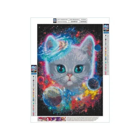 Haft Diamentowy, Obraz, Mozaika Diamentowa Diamond Painting, KOSMICZNY KOT 30x40cm-1649834