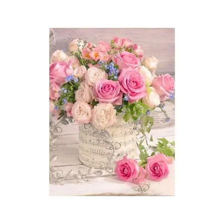 Haft Diamentowy, Obraz, Mozaika Diamentowa Diamond Painting, DELIKATNE RÓŻE 30x40cm