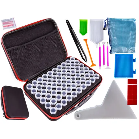 Akcesoria Haft Diamentowy, Etui + 60 Pojemników + Akcesoria Zestaw Do Diamond Painting