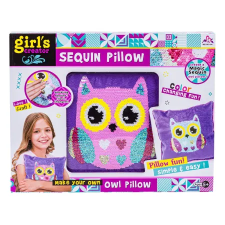 Kreatywny Zestaw, Wyszywanka, Pluszowa PODUSZKA Do Szycia DIY JASIEK Z Cekinami SOWA-1650139