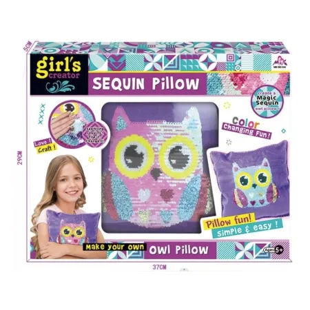 Kreatywny Zestaw, Wyszywanka, Pluszowa PODUSZKA Do Szycia DIY JASIEK Z Cekinami SOWA-1650145