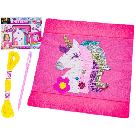 Kreatywny Zestaw, Wyszywanka, Pluszowa PODUSZKA Do Szycia DIY JASIEK Z Cekinami JEDNOROŻEC