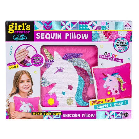 Kreatywny Zestaw, Wyszywanka, Pluszowa PODUSZKA Do Szycia DIY JASIEK Z Cekinami JEDNOROŻEC-1650147