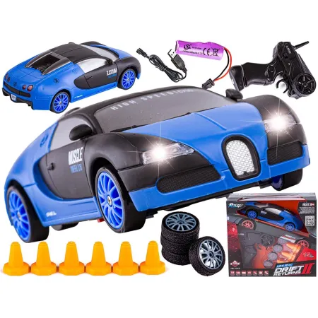Samochód Do Driftu, Auto RC Drift 1:24 2,4 GHz 4WD CZARNO-NIEBIESKIE BUGATTI