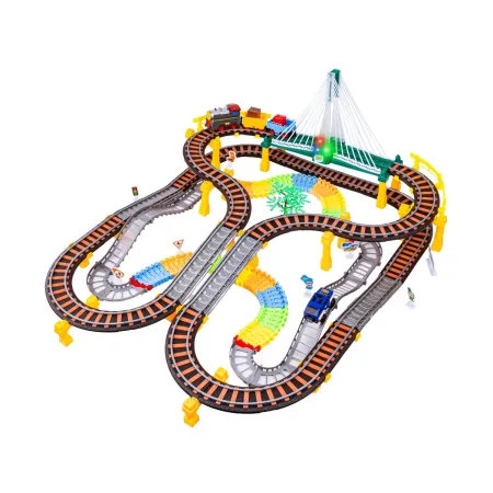 Kolejka 192el. 2w1 Duży Tor Samochodowy Wyścigowy, Elastyczny-1650487