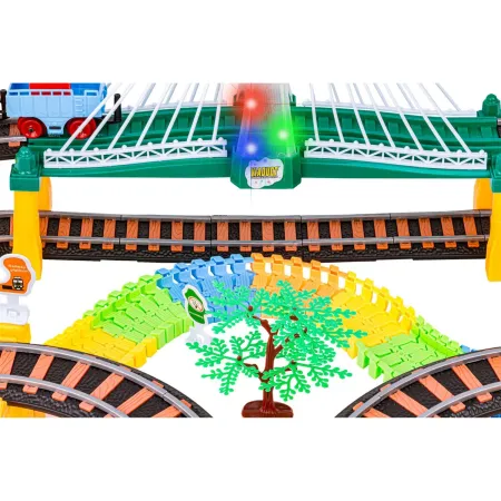 Kolejka 192el. 2w1 Duży Tor Samochodowy Wyścigowy, Elastyczny-1650493