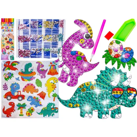 Haft Diamentowy Mozaika Diamentowa Naklejki DINOZAURY Zestaw 18 Naklejek