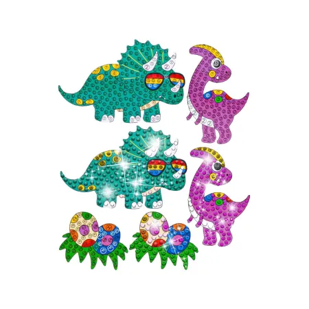 Haft Diamentowy Mozaika Diamentowa Naklejki DINOZAURY Zestaw 18 Naklejek-1650537