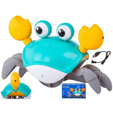 Uciekający Pełzający Krab, Interaktywna Zabawka, Świeci, Gra melodie Robot NIEBIESKI