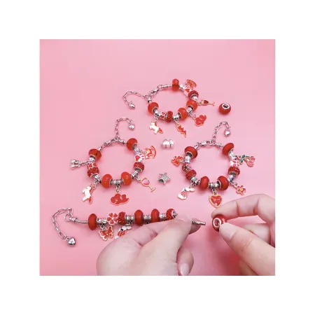 Zestaw Do Tworzenia Robienia Biżuterii, Bransoletek, Charmsy, Zawieszki, Koraliki ODCIENIE CZERWIENI-1650686