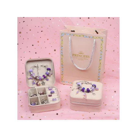 Zestaw Do Tworzenia Robienia Biżuterii, Bransoletek, Charmsy, Zawieszki, Koraliki ODCIENIE FIOLETU-1650688