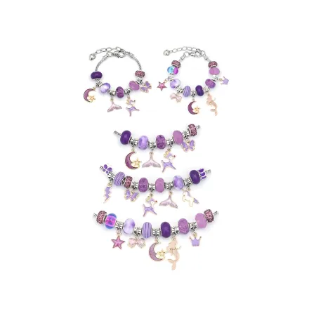 Zestaw Do Tworzenia Robienia Biżuterii, Bransoletek, Charmsy, Zawieszki, Koraliki ODCIENIE FIOLETU-1650689