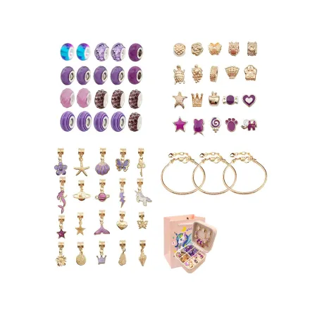 Zestaw Do Tworzenia Robienia Biżuterii, Bransoletek, Charmsy, Zawieszki, Koraliki ODCIENIE FIOLETU-1650690