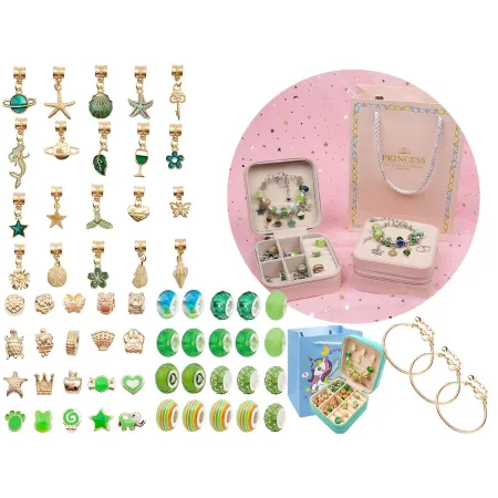 Zestaw Do Tworzenia Robienia Biżuterii, Bransoletek, Charmsy, Zawieszki, Koraliki ODCIENIE ZIELENI