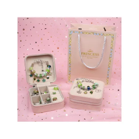 Zestaw Do Tworzenia Robienia Biżuterii, Bransoletek, Charmsy, Zawieszki, Koraliki ODCIENIE ZIELENI-1650697