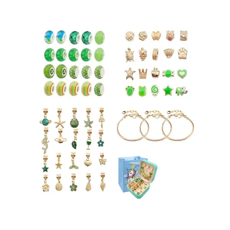 Zestaw Do Tworzenia Robienia Biżuterii, Bransoletek, Charmsy, Zawieszki, Koraliki ODCIENIE ZIELENI-1650699