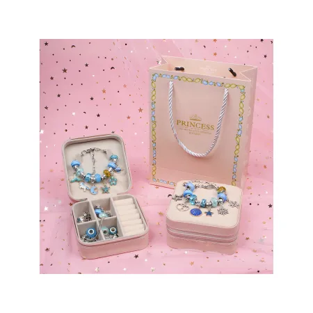 Zestaw Do Tworzenia Robienia Biżuterii, Bransoletek, Charmsy, Zawieszki, Koraliki ODCIENIE NIEBIESKIEGO-1650705