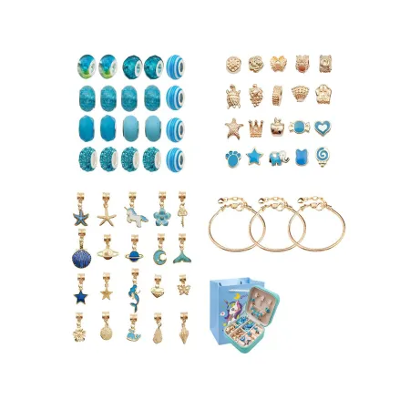 Zestaw Do Tworzenia Robienia Biżuterii, Bransoletek, Charmsy, Zawieszki, Koraliki ODCIENIE NIEBIESKIEGO-1650707