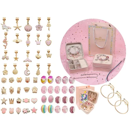 Zestaw Do Tworzenia Robienia Biżuterii, Bransoletek, Charmsy, Zawieszki, Koraliki ODCIENIE RÓŻU