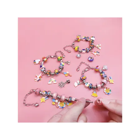 Zestaw Do Tworzenia Robienia Biżuterii, Bransoletek, Charmsy, Zawieszki, Koraliki TĘCZOWE KOLORY-1650727