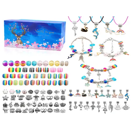 Zestaw Do Tworzenia Robienia Biżuterii, Bransoletek, Charmsy, Zawieszki, Koraliki w paski, MIX-1650758