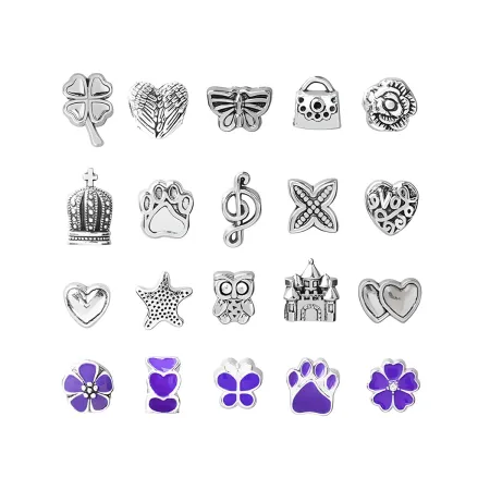 Zestaw Do Tworzenia Robienia Biżuterii, Bransoletek, Charmsy, Zawieszki, Koraliki 66el. ODCIENIE FIOLETU + Kosmetyczka-