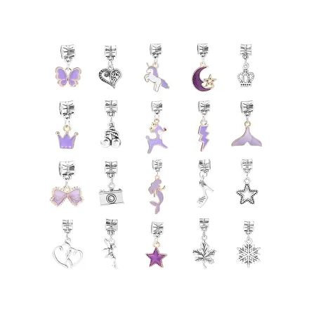 Zestaw Do Tworzenia Robienia Biżuterii, Bransoletek, Charmsy, Zawieszki, Koraliki 66el. ODCIENIE FIOLETU + Kosmetyczka-