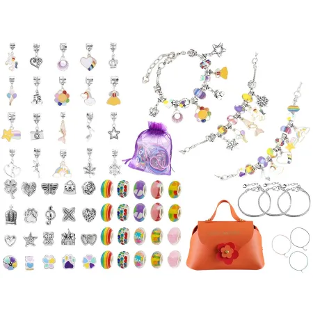 Zestaw Do Tworzenia Robienia Biżuterii, Bransoletek, Charmsy, Zawieszki, Koraliki 66el. KOLOROWY MIX + Kosmetyczka