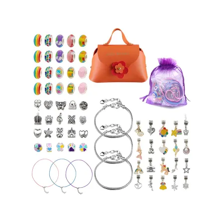 Zestaw Do Tworzenia Robienia Biżuterii, Bransoletek, Charmsy, Zawieszki, Koraliki 66el. KOLOROWY MIX + Kosmetyczka-1650