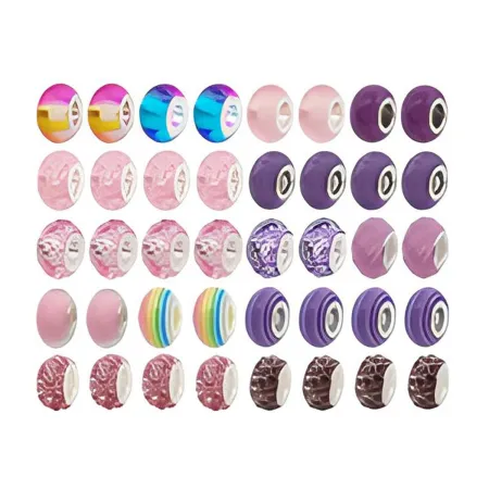 Zestaw Do Tworzenia Robienia Biżuterii, Bransoletek, Charmsy, Zawieszki, Koraliki RÓŻOWO-FIOLETOWY MIX + Etui-1650805