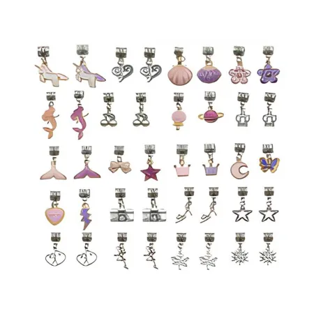 Zestaw Do Tworzenia Robienia Biżuterii, Bransoletek, Charmsy, Zawieszki, Koraliki RÓŻOWO-FIOLETOWY MIX + Etui-1650807