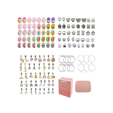 Zestaw Do Tworzenia Robienia Biżuterii, Bransoletek, Charmsy, Zawieszki, Koraliki TĘCZOWO-RÓŻOWY MIX + Etui-1650812