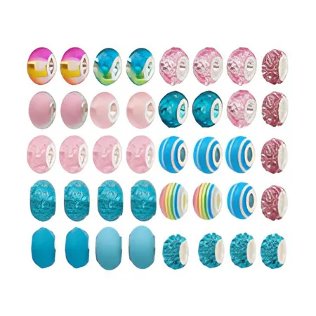 Zestaw Do Tworzenia Robienia Biżuterii, Bransoletek, Charmsy, Zawieszki, Koraliki NIEBIESKO-RÓŻOWY MIX + Etui-1650820