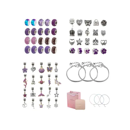 Zestaw Do Tworzenia Robienia Biżuterii, Bransoletek, Charmsy, Zawieszki, Koraliki ODCIENIE FIOLETU + Etui-1650829