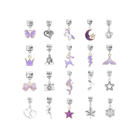 Zestaw Do Tworzenia Robienia Biżuterii, Bransoletek, Charmsy, Zawieszki, Koraliki ODCIENIE FIOLETU + Etui-1650832