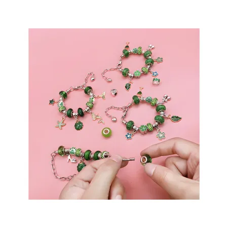 Zestaw Do Tworzenia Robienia Biżuterii, Bransoletek, Charmsy, Zawieszki, Koraliki ODCIENIE ZIELENI + Etui-1650838