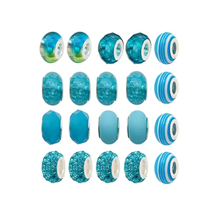 Zestaw Do Tworzenia Robienia Biżuterii, Bransoletek, Charmsy, Zawieszki, Koraliki ODCIENIE NIEBIESKIEGO + Etui-1650847