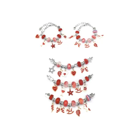 Zestaw Do Tworzenia Robienia Biżuterii, Bransoletek, Charmsy, Zawieszki, Koraliki ODCIENIE CZERWIENI + Etui-1650853