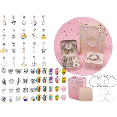 Zestaw Do Tworzenia Robienia Biżuterii, Bransoletek, Charmsy, Zawieszki, Koraliki TĘCZOWY MIX + Etui