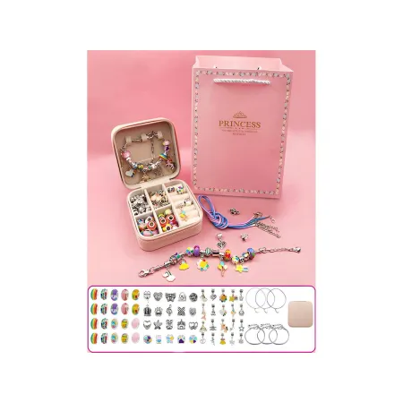 Zestaw Do Tworzenia Robienia Biżuterii, Bransoletek, Charmsy, Zawieszki, Koraliki TĘCZOWY MIX + Etui-1650872