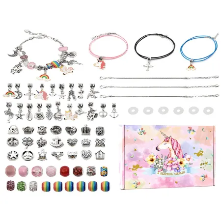 Zestaw Do Tworzenia Robienia Biżuterii, Bransoletek, Charmsy, Zawieszki, Koraliki JEDNOROŻEC